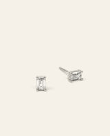 Emerald Cut Diamond Stud Earrings White Gold