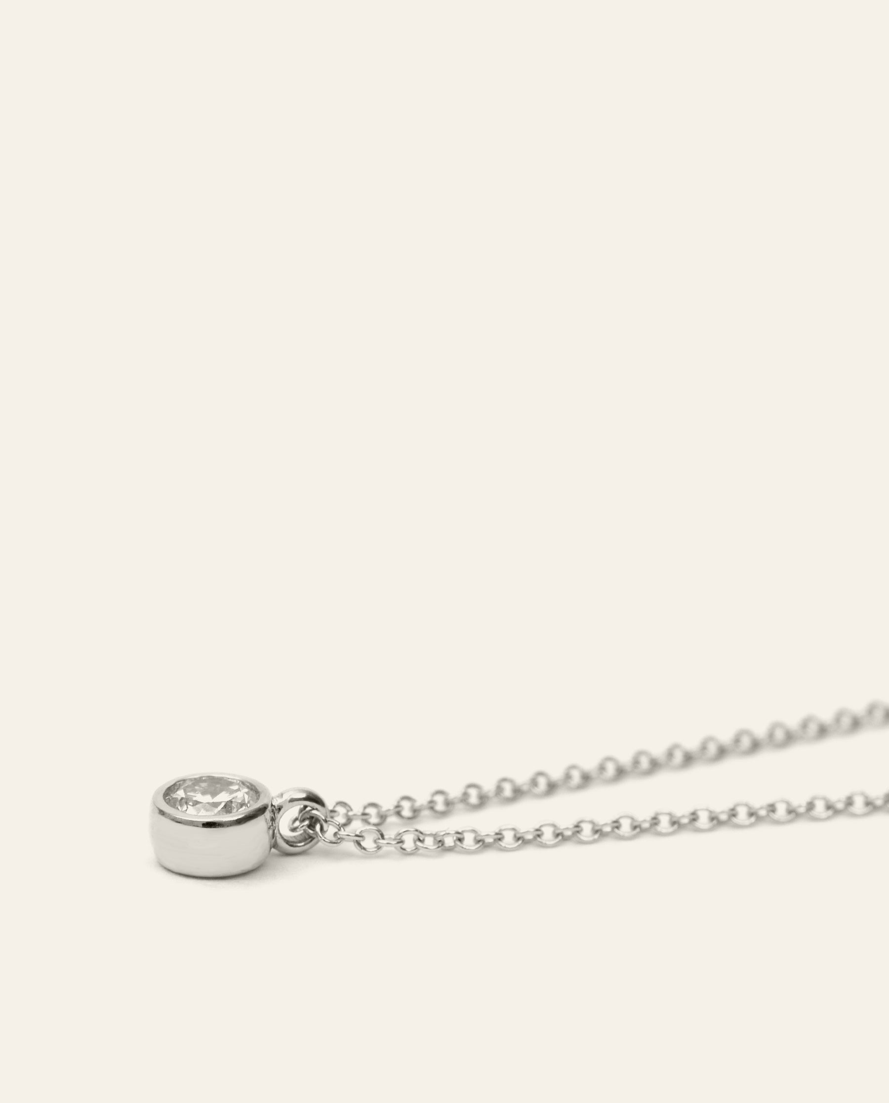 Bezel Set Round Brilliant Cut Diamond Pendant Necklace White Gold 3 Sizes