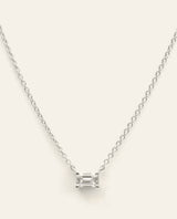 Emerald Cut Diamond Necklace White Gold