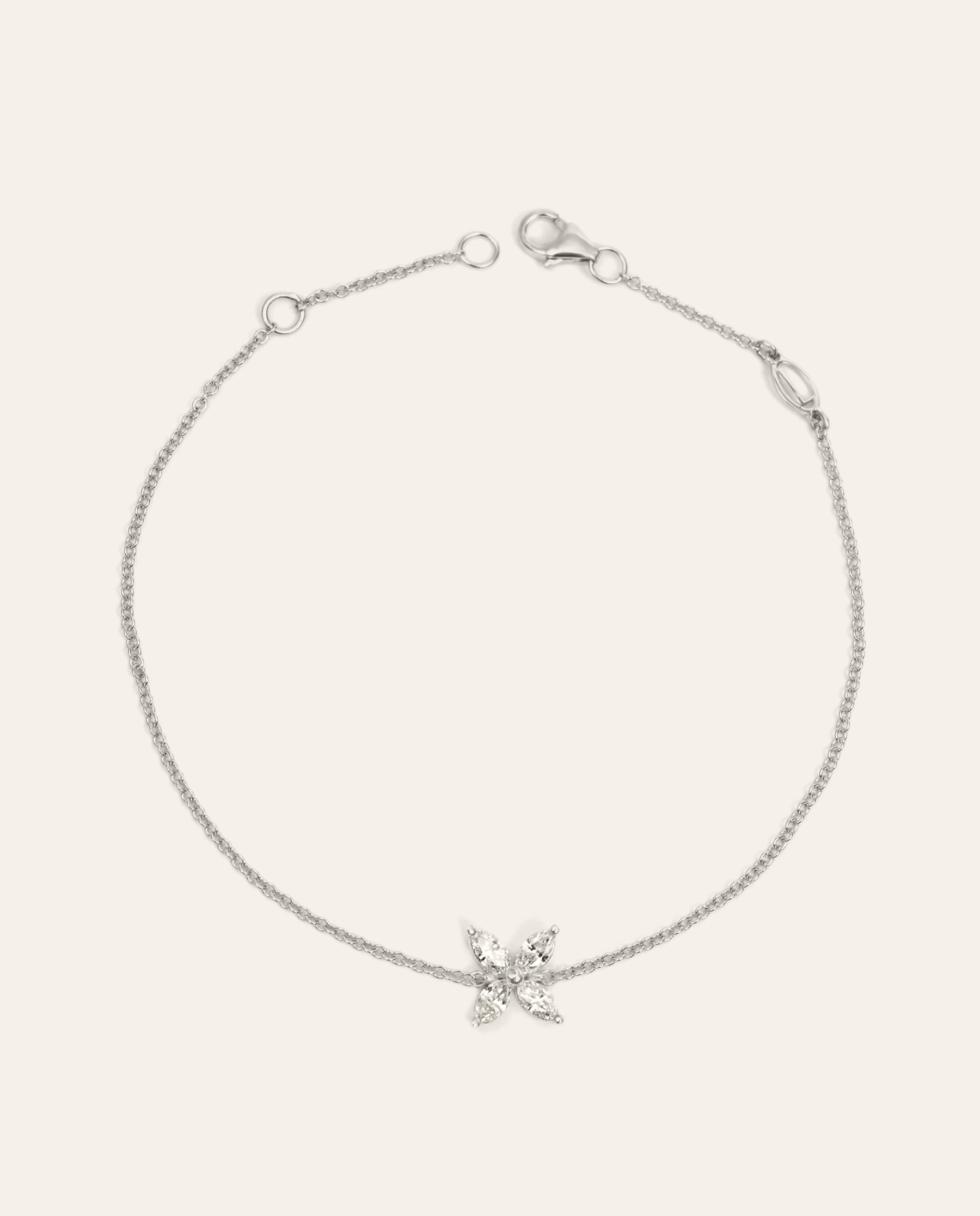 Petal Marquise Cut Diamond Bracelet White Gold