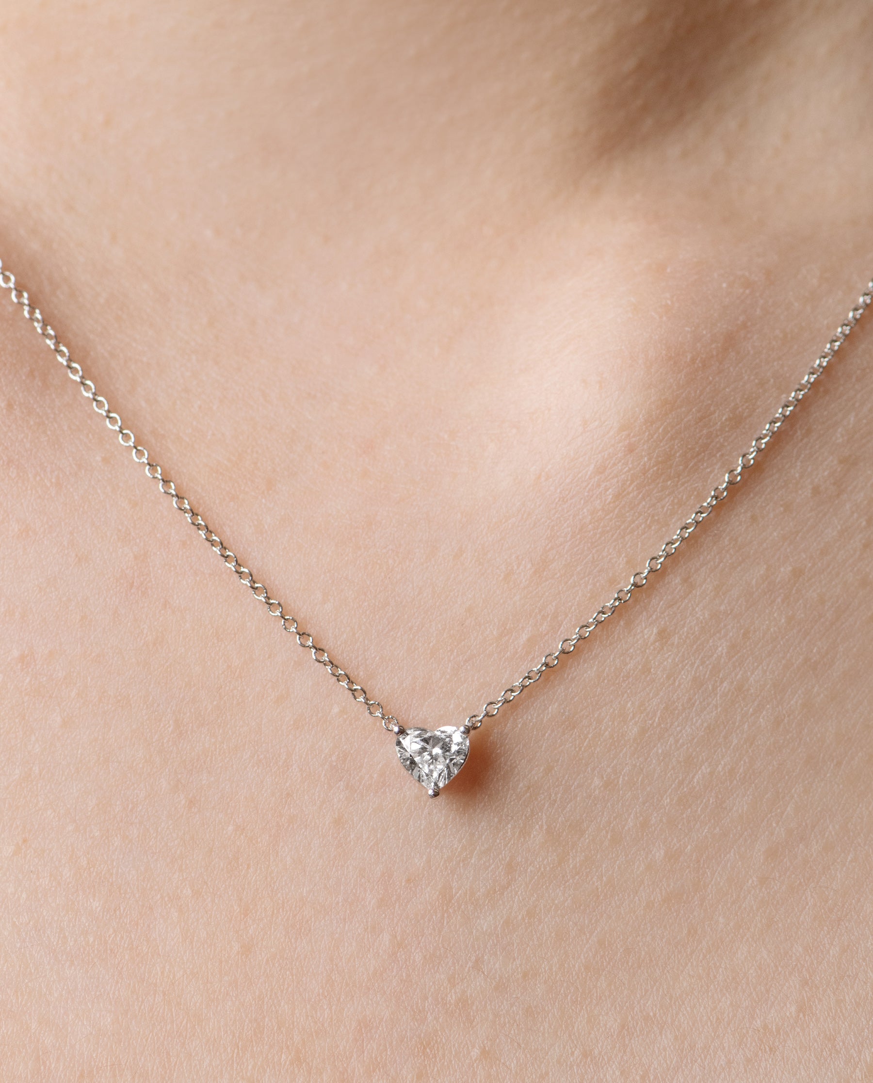 Heart Brilliant Cut Diamond Necklace White Gold