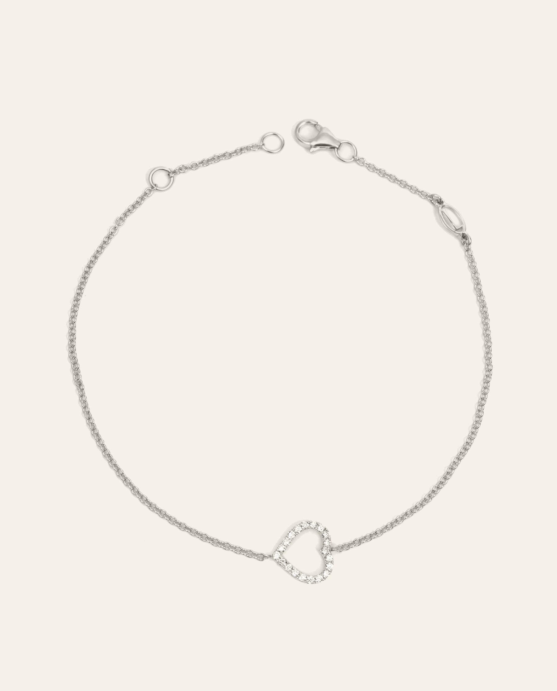 Diamond Pavé Heart Bracelet White Gold