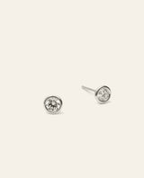 Light Bezel Set Round Brilliant Cut Diamond Stud Earrings White Gold 3 Sizes