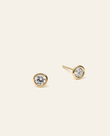 Light Bezel Set Round Brilliant Cut Diamond Stud Earrings 3 Sizes