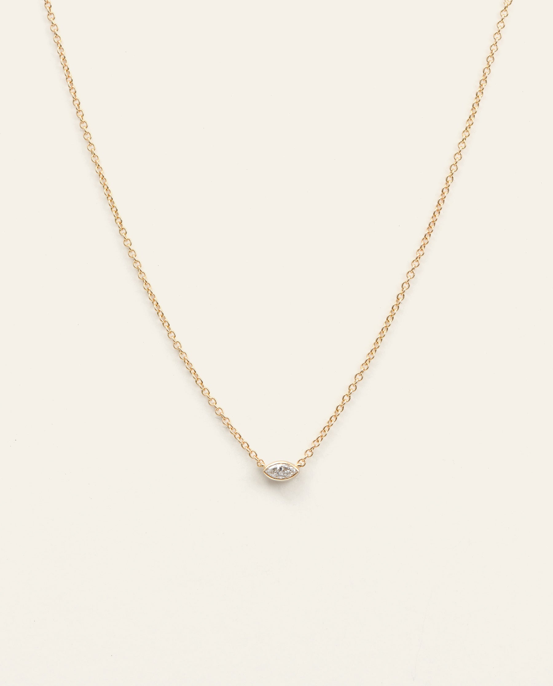 Bezel Set Petite Marquise Cut Diamond Necklace