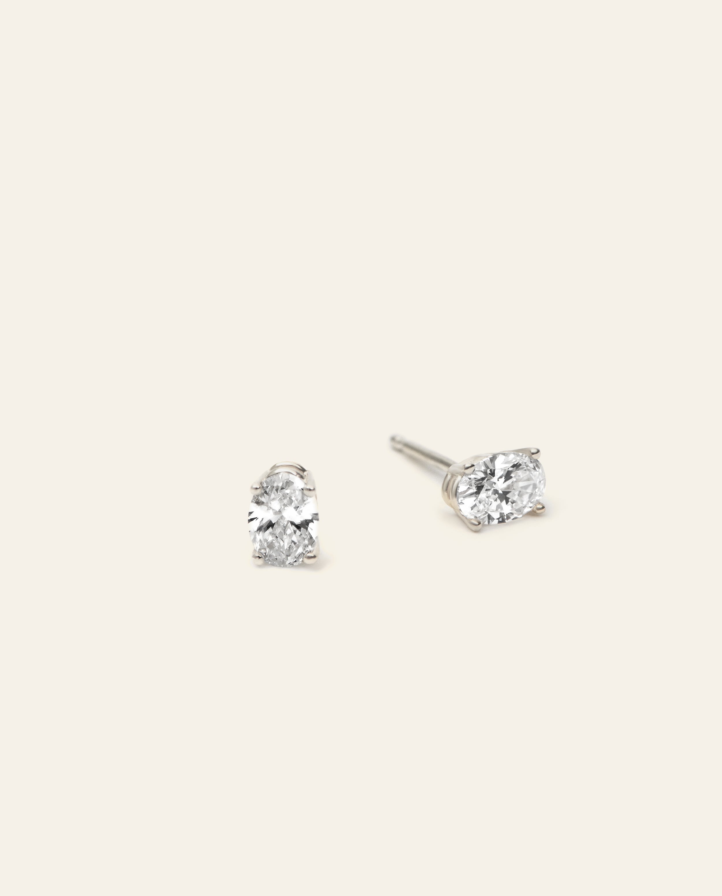 Oval Cut Diamond Stud Earrings White Gold