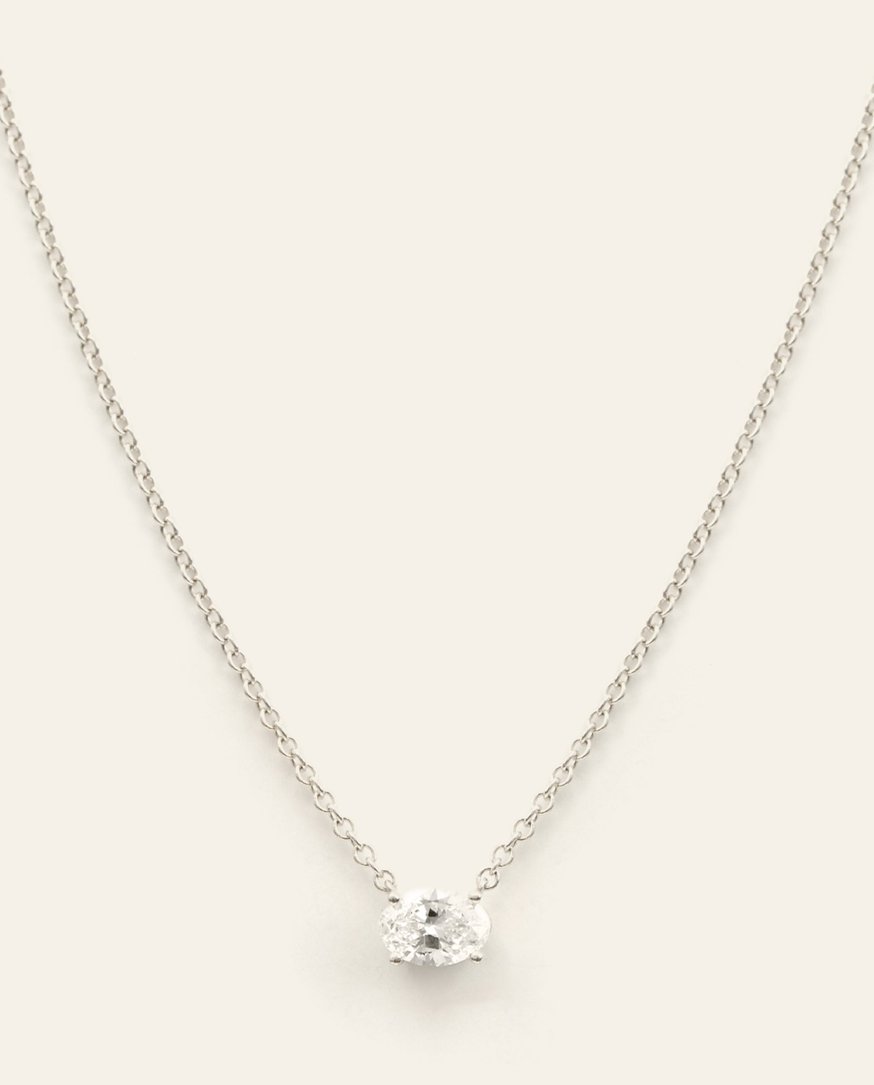 Oval Cut Diamond Necklace White Gold