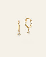 Bezel Set Round Brilliant Cut Diamond Huggie Earrings