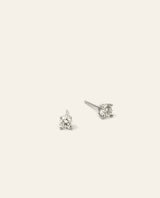 Prong Set Round Brilliant Cut Diamond Stud Earrings White Gold 3 Sizes