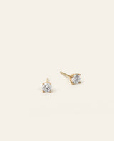 Prong Set Round Brilliant Cut Diamond Stud Earrings 3 Sizes