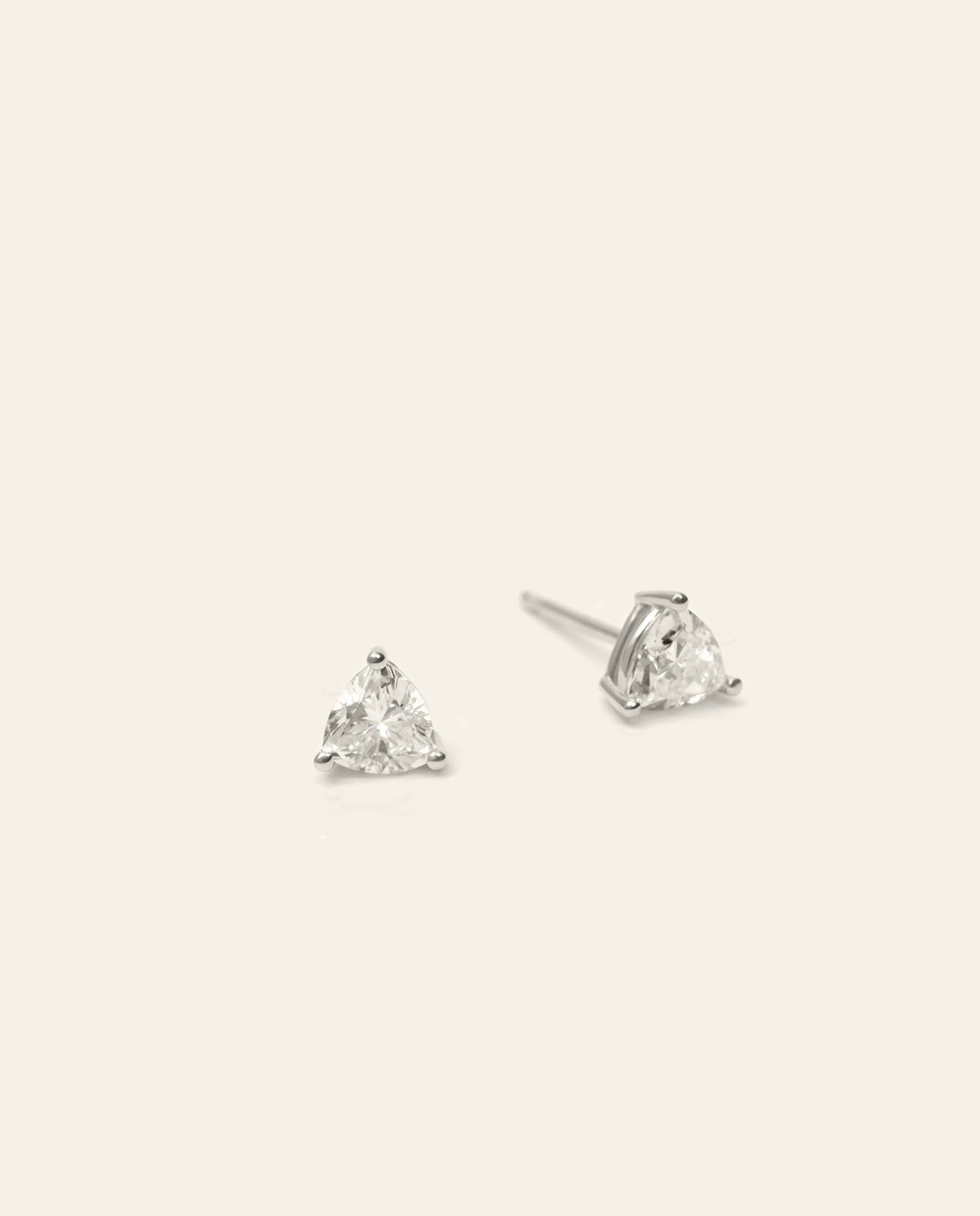 Pure 14K Solid White Gold Earrings | 1CT shops Diamond Earrings | Trilliant Cut Diamonds | Created Diamonds | Stud Earrings | Push Back